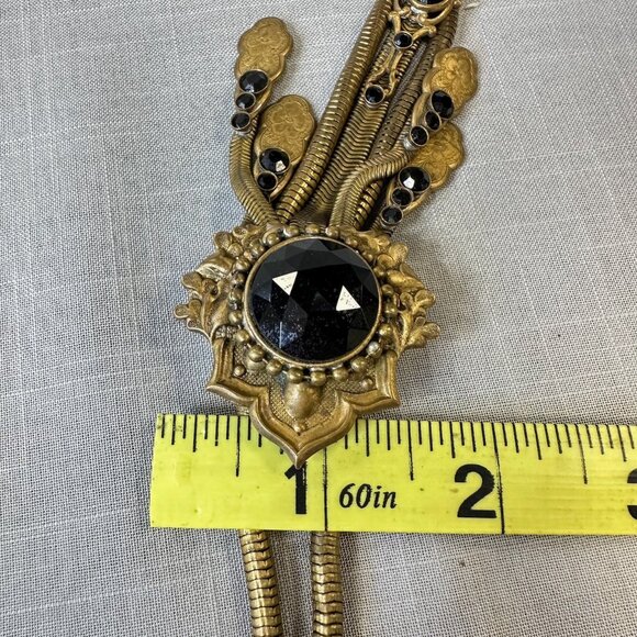 Vintage Jack Smile Egyptian Revival Art Deco Style Brass Bolo Necklace - Picture 16 of 16